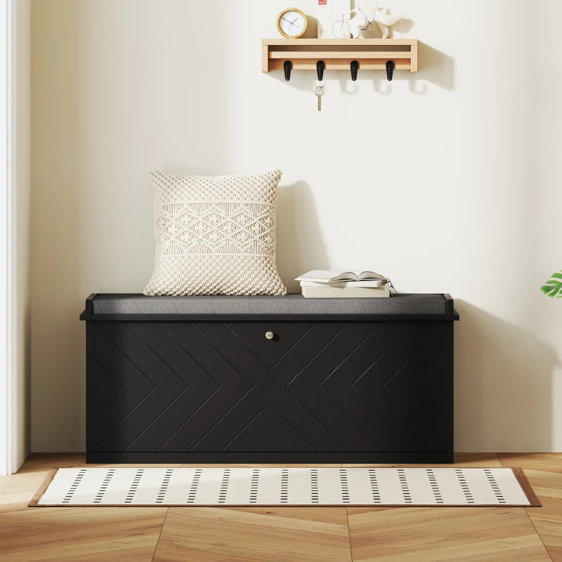 Shoe Storage with Seat, Upholstered Hallway Bench, Shoe Bench with Flip Drawer, Adjustable Shelf for 8-10 Pairs of Shoes