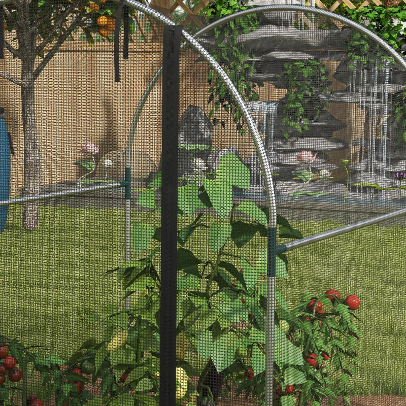 4.9' x 3.9' Crop Cage with Zipper Roll-Up Door, Mesh Plant Protection Tent from Animals with Galvanised Steel Frame