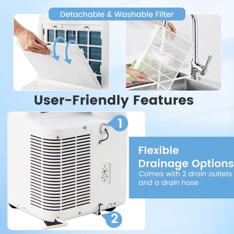 14000 BTU Inverter Portable Air Conditioner 3 in 1 Wifi Enabled AC Unit-White