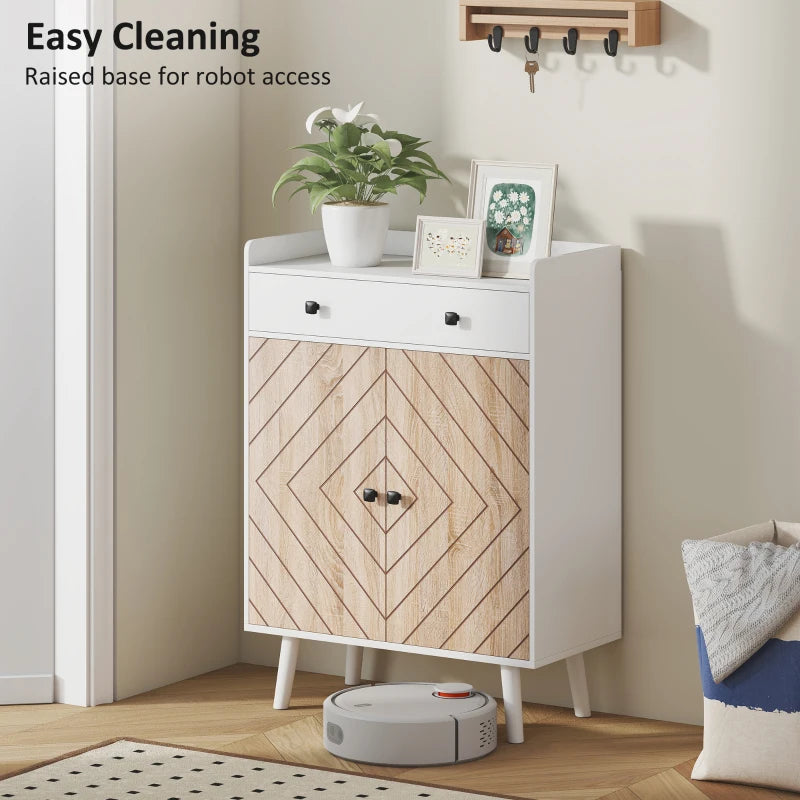 Shoe Cabinet for Entryway, Modern Shoe Storage Cabinet with Adjustable Shelves and Drawer for 12 Pairs, White