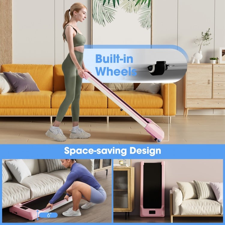 2.25 HP Walking Pad with LED Display and Remote Control-Pink