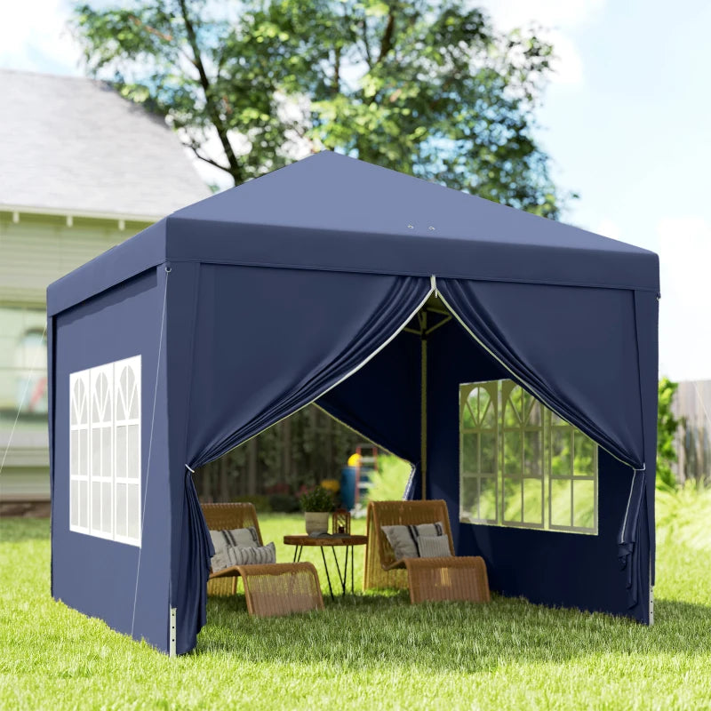 10'x10' Outdoor Pop Up Party Tent Wedding Gazebo Canopy with Carrying Bag (Blue)
