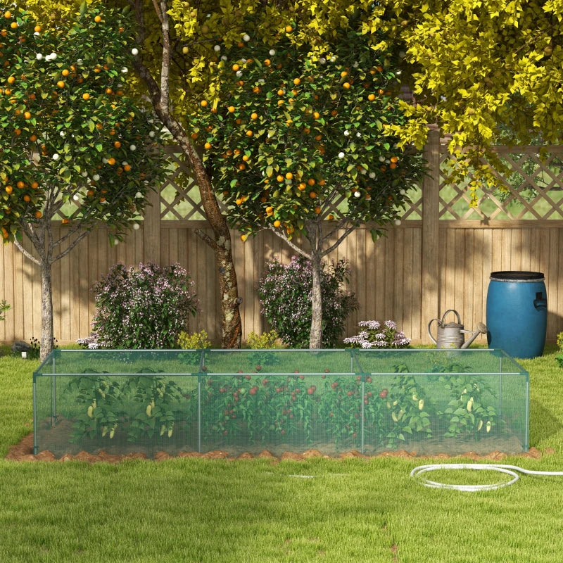 12' x 4' Plant Protection Cage with Zipper Roll-Up Door, Plant Protector from Animals with Galvanised Steel Frame