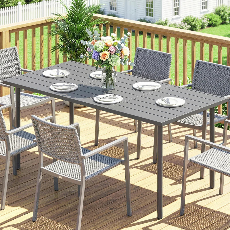 65" x 31.5" Outdoor Dining Table for 6, Metal Rectangular Patio Dining Table with Metal Slatted Top