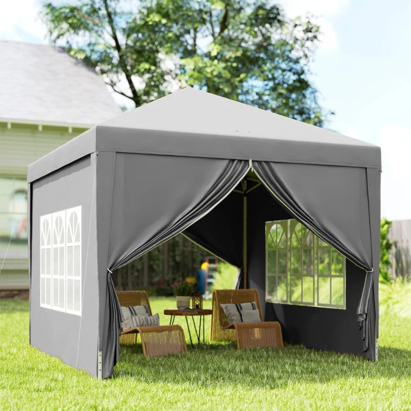 10'x10' Outdoor Pop Up Party Tent Wedding Gazebo Canopy with Carrying Bag (Light Grey)