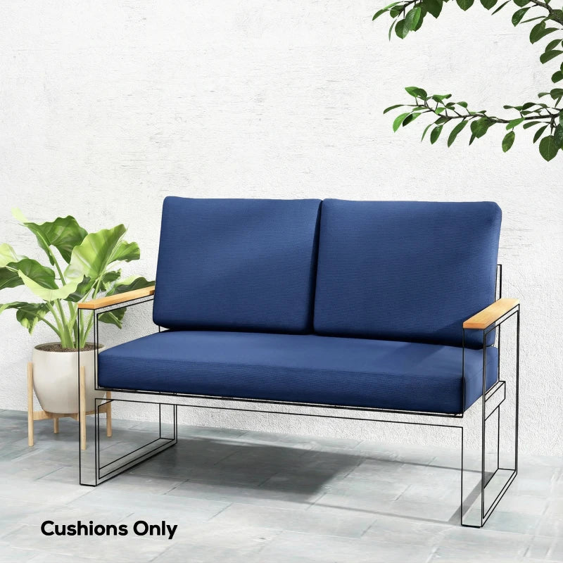 2 Seater 5" Thick Outdoor Seat Cushions with 7" Backrest, Loveseat Outdoor Furniture Cushions, Navy Blue