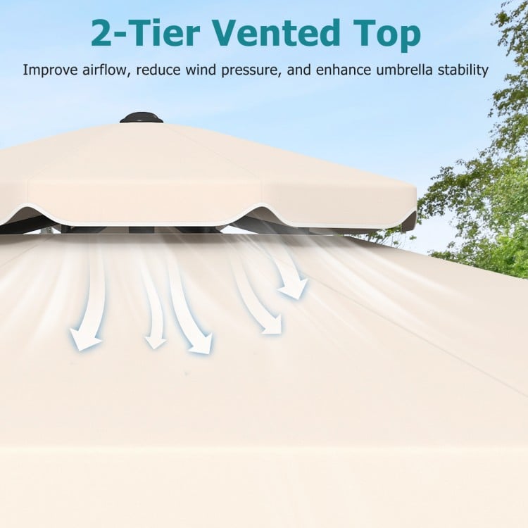 10 Feet Patio Umbrella with Push Button Tilt and Crank-Beige