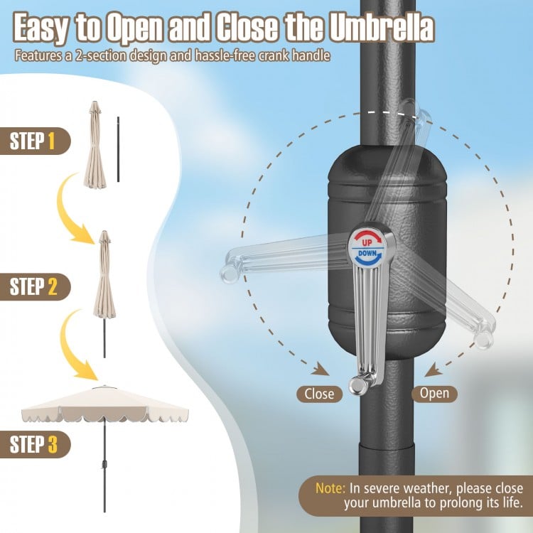 10 Feet Patio Umbrella Outdoor Market Umbrella with Crank Tilt Adjustment-Beige