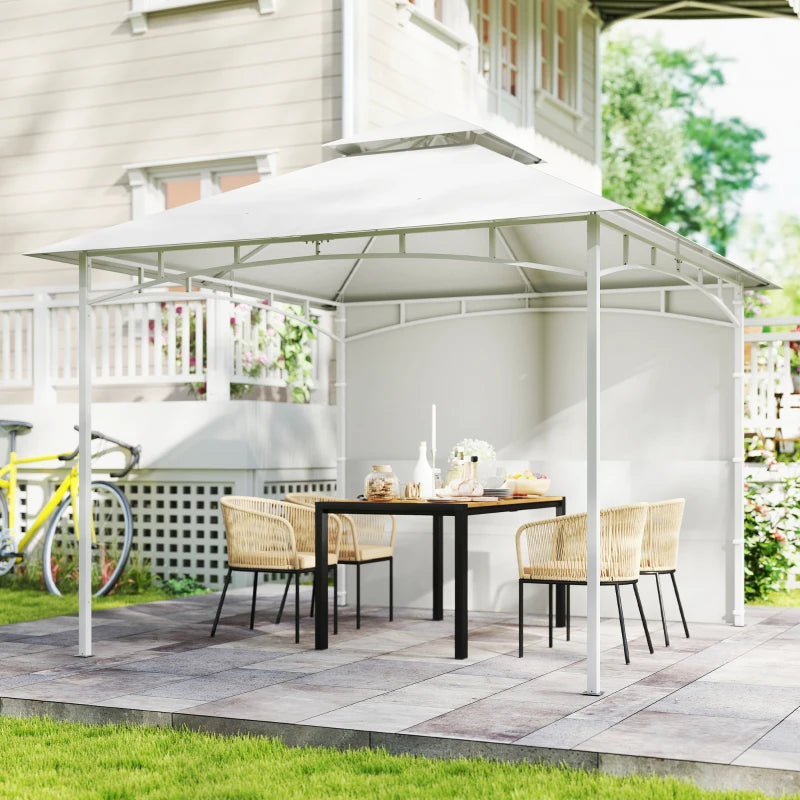 10' x 10' Patio Gazebo, Double Roof Outdoor Gazebo Canopy Shelter with Storage, Hook, Metal Frame, Cream White
