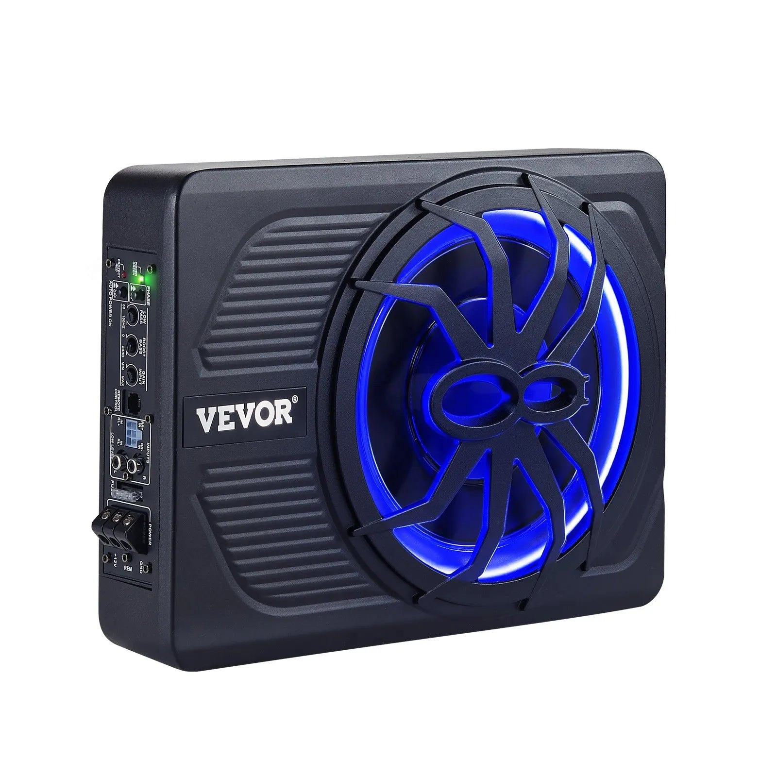 VEVOR 10" 440W Under Seat Car Subwoofer with Blue Ambient Light Subwoofer System
