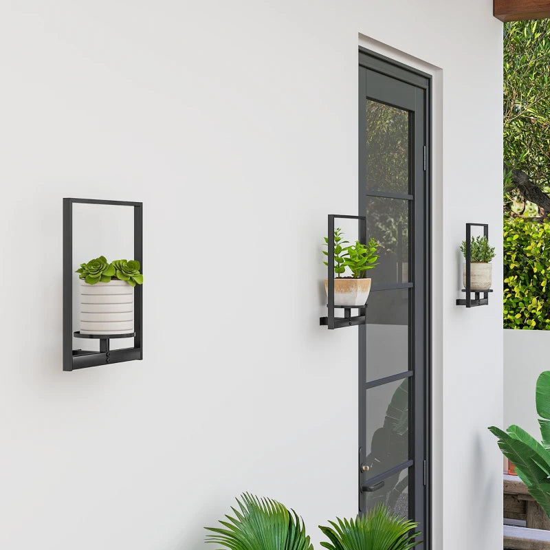 3 Pack Wall Planters for Indoor Plants, Wall-Mounted Metal Plant Stand Shelves, Picture Frame Wall Decor Hanger