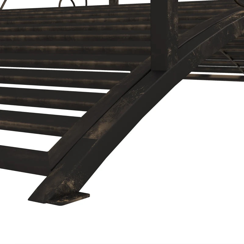 4FT Metal Garden Bridge Decorative Arc Bridge with Guardrails Black Bronze
