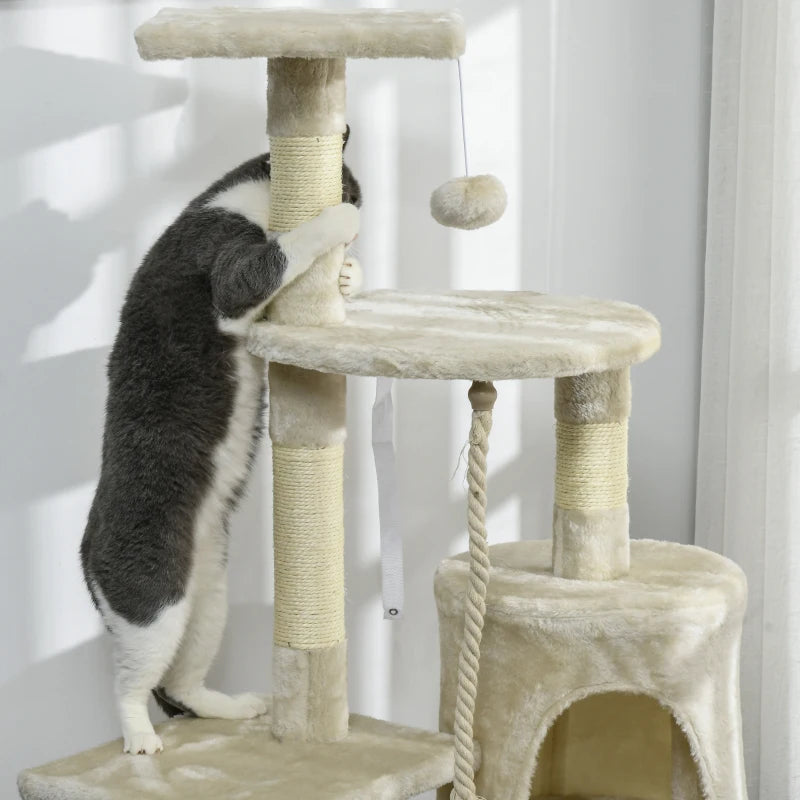 46" Scratching Cat Tree Multi Level Activity Center Kitty Condo Furniture Post Beige