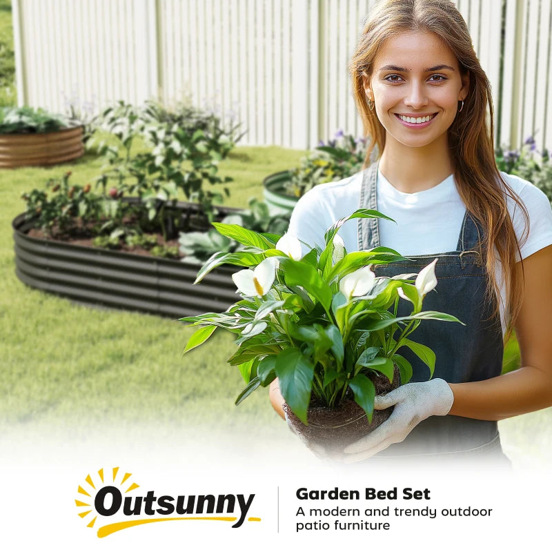 7' x 3' x 1' Large Outdoor Planter Box, Galvanized Raised Garden Bed with Metal Plant Stake, Black