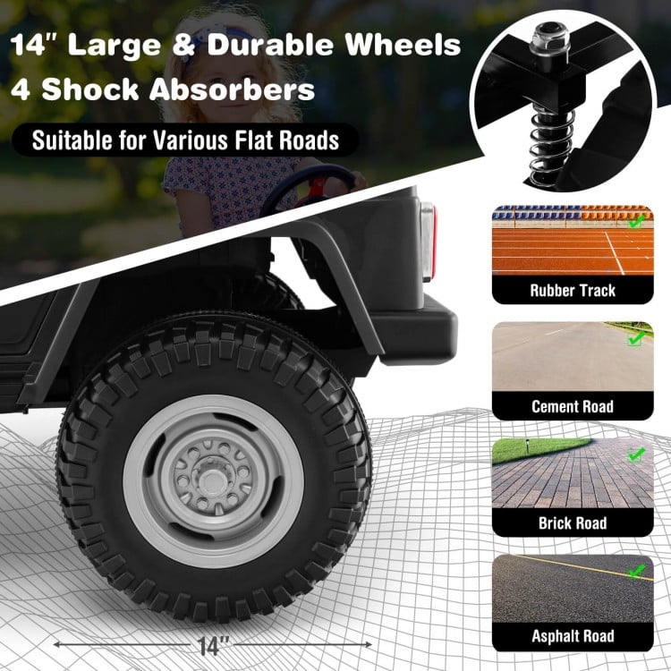 12V 2-Seat Licensed Kids Ride On Toyota FJ40 Car with 2.4G Remote Control-Black