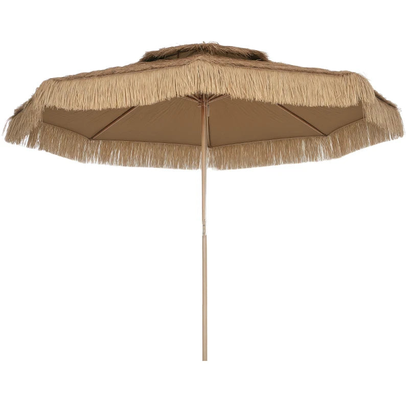 10 ft. Hula Thatched Tiki Patio Outdoor Umbrella with 8 Ribs, UPF30+, for Garden, Backyard, Deck, Pool, Natural