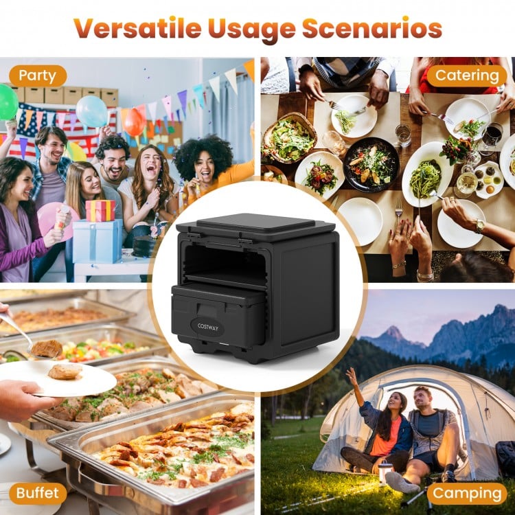 2 Tier Insulated Food Pan Carrier Food Warmer with Removable Tray and Box