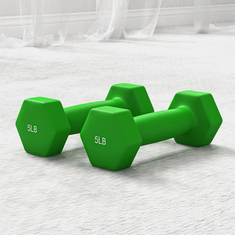 Soozier 2 x 2 lbs., 2 x 3 lbs., 2 x 5 lbs. Dumbbells Set with Dumbbell Rack, Hand Weights for Home Gym Training