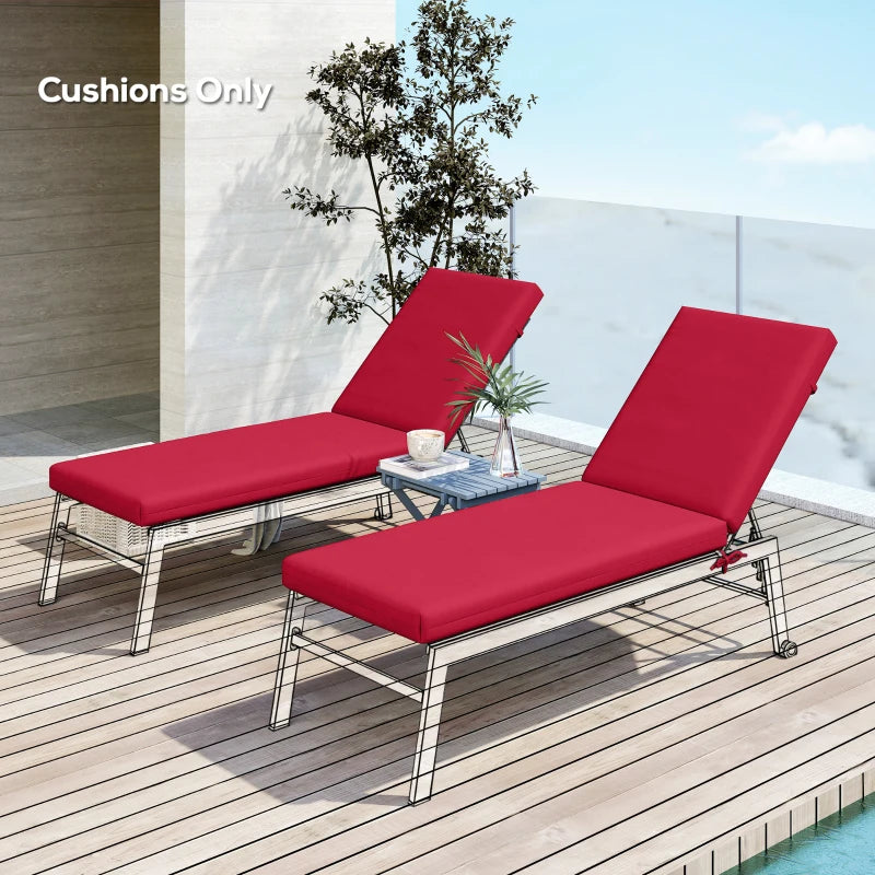 2-Piece Back and Seat Cushion Pillows Replacement, Patio Chair Cushions Set with Ties for Indoor Outdoor, Wine Red