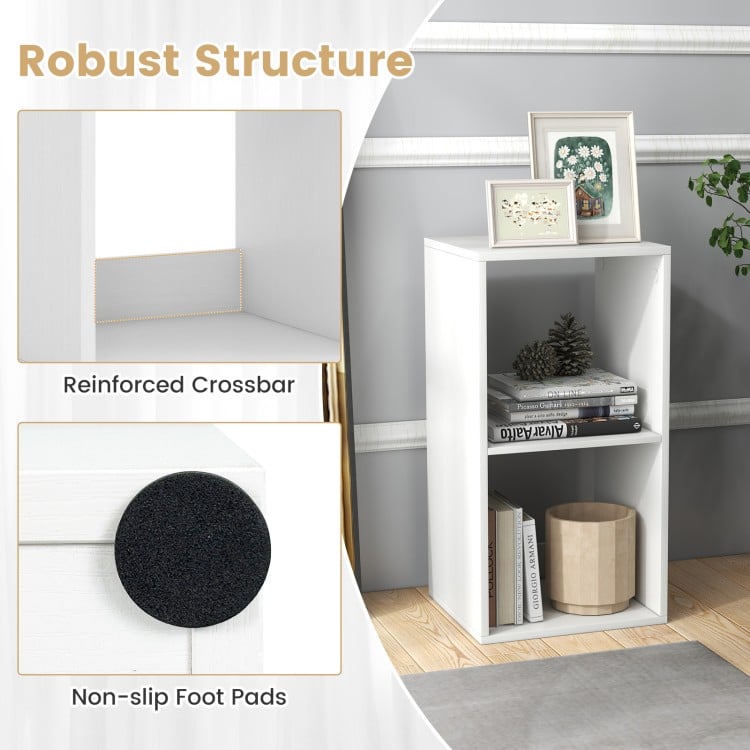 2 Cube Bookshelf with Back Guardrail for Living Room Bedroom-White