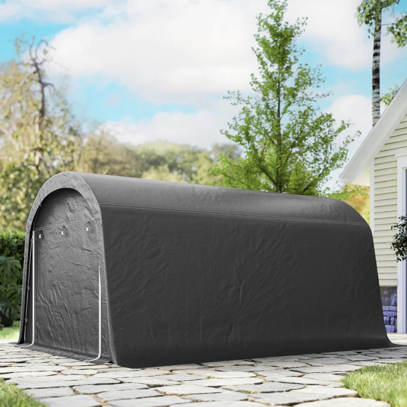 10' x 15' Portable Shed, Outdoor Storage Shed Tent with Roll-Up Zipper Door for Patio Garden Garage, Dark Grey