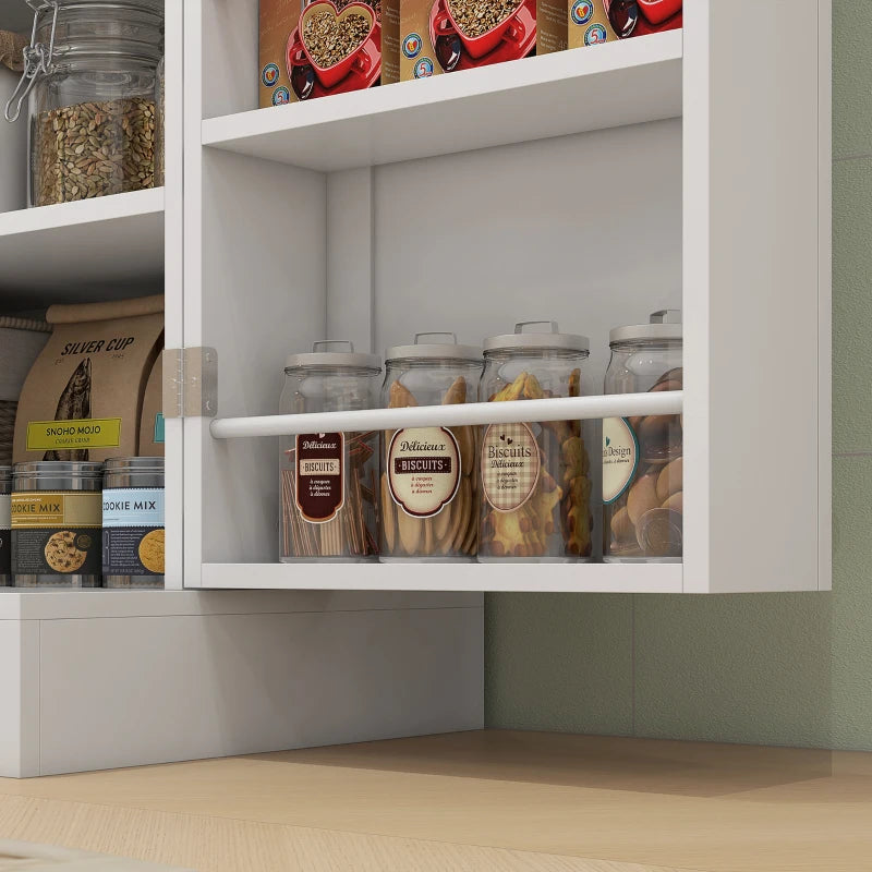 65" Kitchen Cabinet, Kitchen Pantry Cabinet with 4 Doors and 16 Door Shelves for Dining Room, White