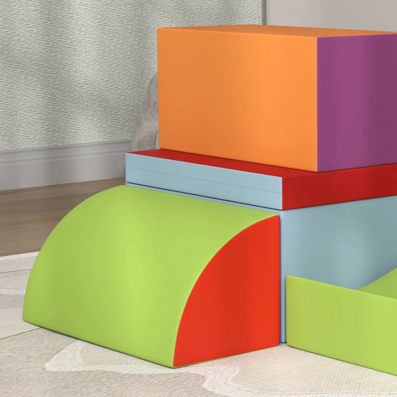Soozier 7 Pieces Soft Play Foam Climbing Blocks, Indoor Modular Kids Play Toys for Climbing, Crawling, Sliding, Dark Colour