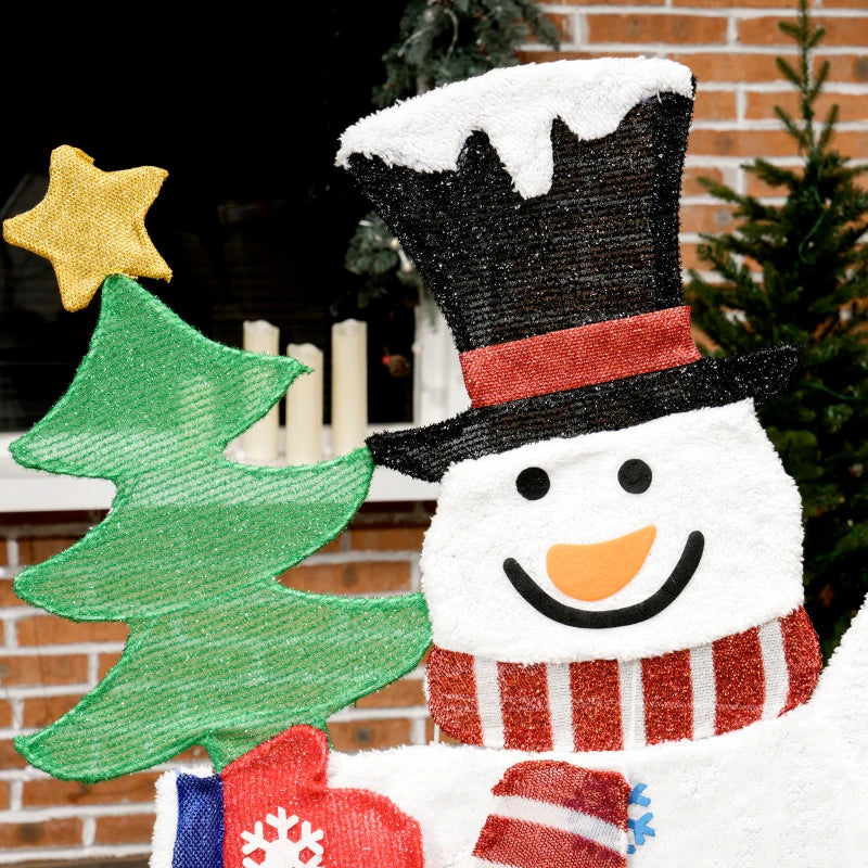 4FT Lighted Snowman, Light Up Christmas Decor with 148 LEDs, Stakes and Zip Ties, IP44 Waterproof for Outdoor Yard