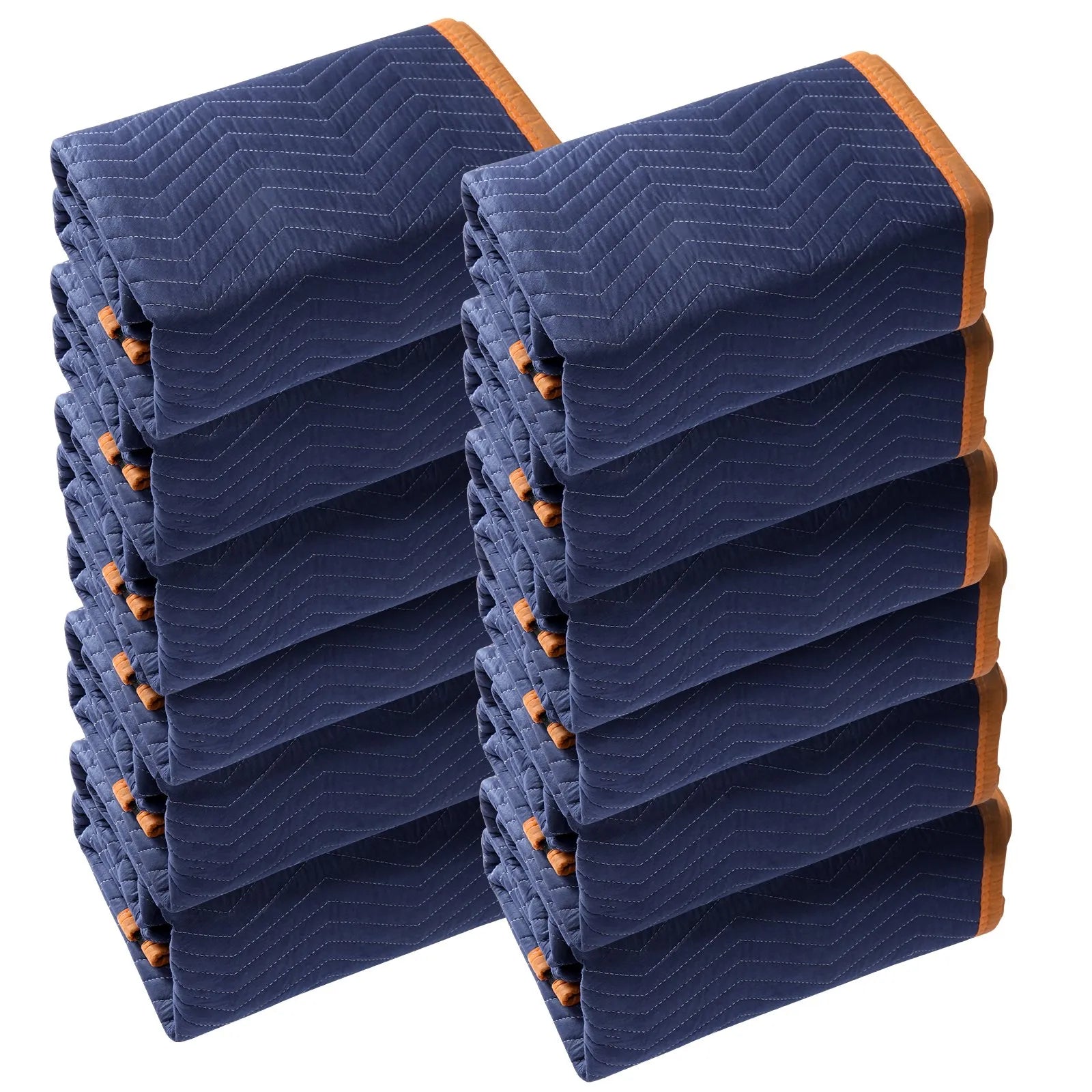 VEVOR Moving Blankets, 80" x 72", 65 lbs/dz Weight, 12 Packs, Professional Non-Woven & Recycled Cotton Packing Blanket, Heavy Duty Mover Pads for Protecting Furniture, Floors, Appliances, Blue/Orange