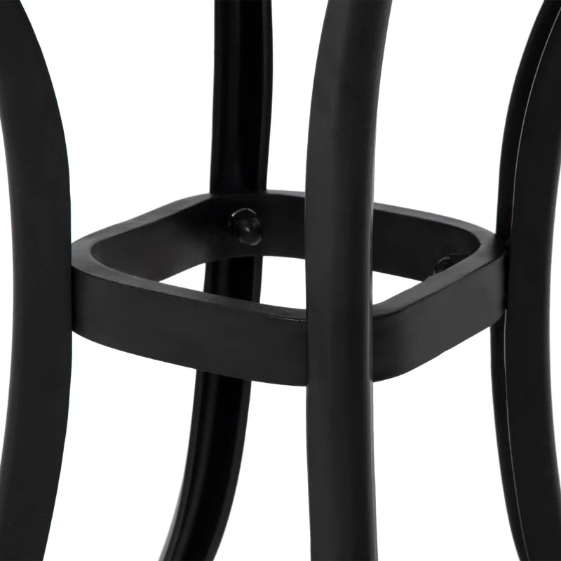 21" Square Outdoor End Table, Cast Aluminum Patio Side Table with Umbrella Hole for Garden, Balcony, Poolside, Black