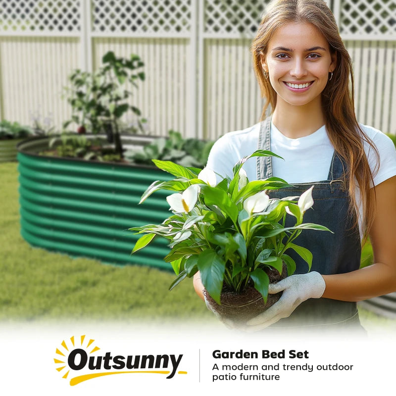 5 x 2.5 x 2 ft Galvanized Raised Garden Bed, Easy DIY Oval Planter Box with Safety Edging and Gloves, Dark Green