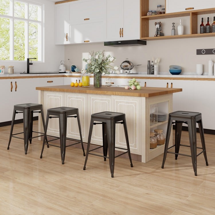 24 Inch Set of 4 Tolix Style Counter Height Barstool Stackable Chair-Gun