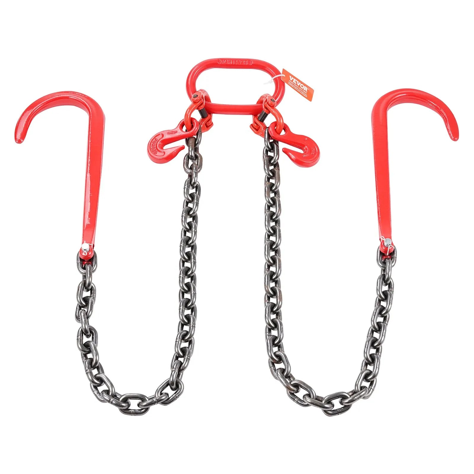 VEVOR 3/8" x 3' G80 Tow Chain J Hook V-Chain Bridle Grab Hook Wrecker 15600 lbs