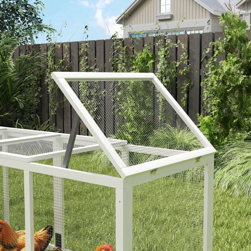 117" Extra Large Chicken Coop with Asphalt Roof, Wooden Hen House with Slide-out Tray, Quail Hutch with Nesting Box, Grey