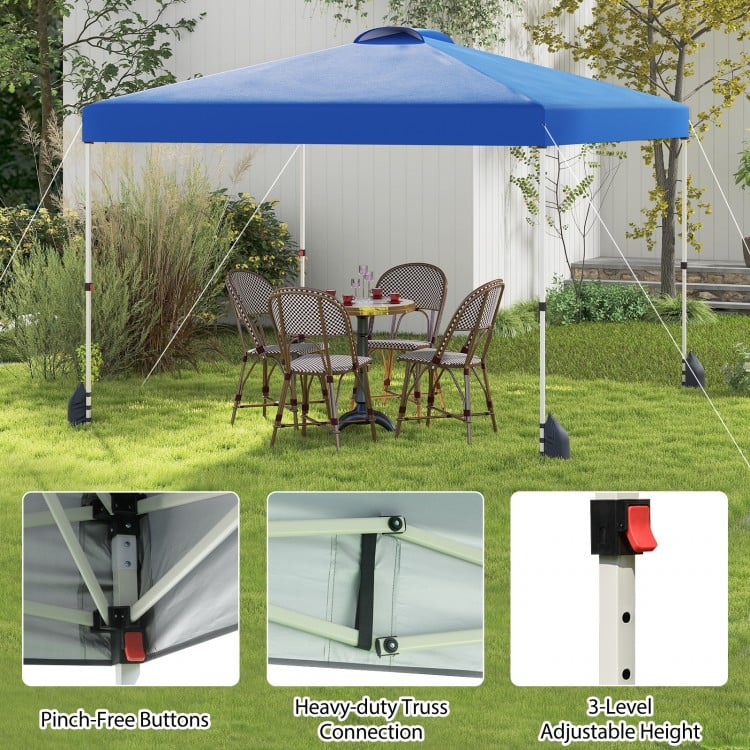 10 X 10 FT Pop up Canopy Tent with 1 Sidewall and Wheeled Bag-Blue