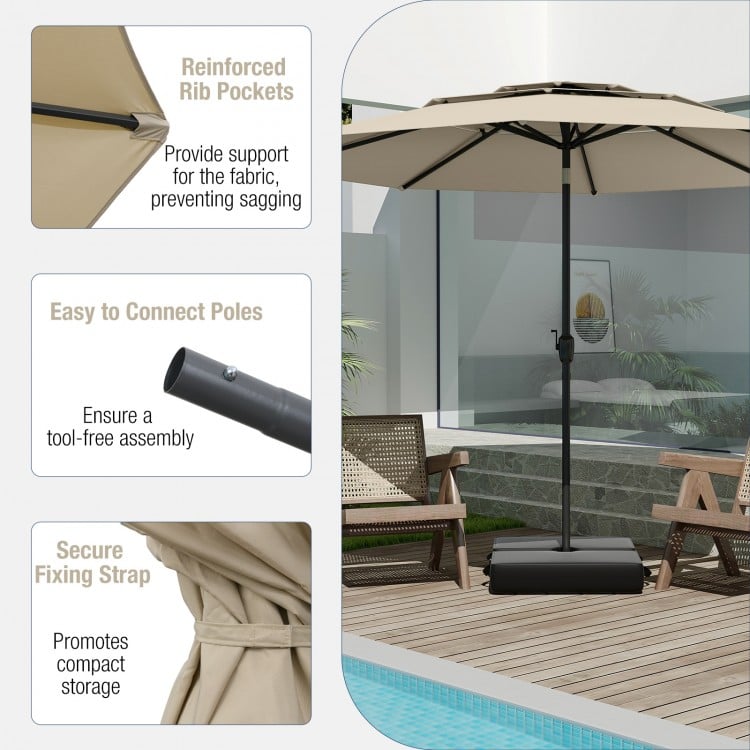 10 ft 3-tier Vented Patio Umbrella with Push Button Tilt-Beige
