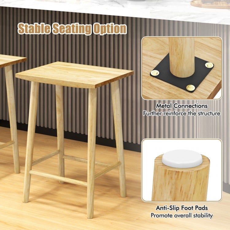 25.5 Inch Bar Stools Set of 2 with Footrest-Natural