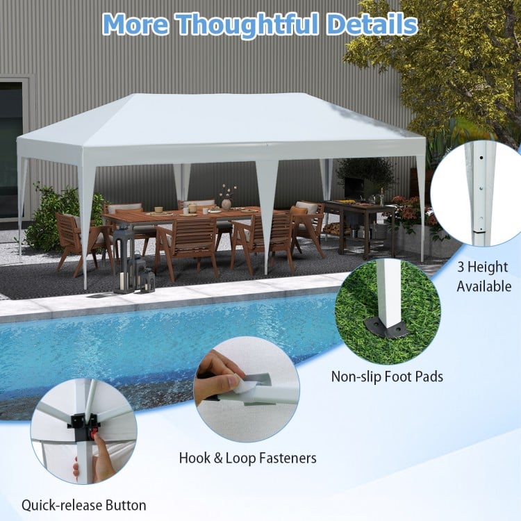 10 x 20 FT Pop up Canopy Tent with Carry Bag for Party BBQ-White