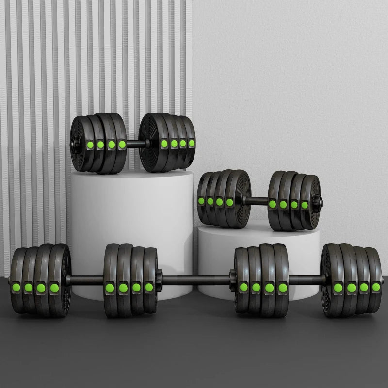 Soozier 66LBS 2-in-1 Adjustable Barbell & Dumbbells Set, Weights Set with Non-slip Handles for Men and Women Home Gym Training