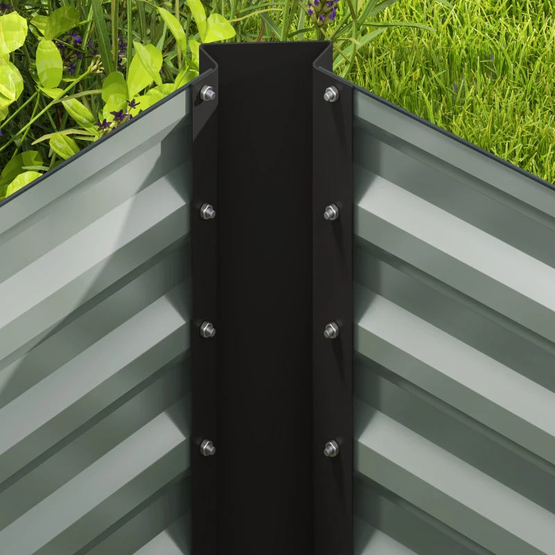 Set of 2 Galvanized Metal Planters for Outdoor Plants, 4' x 2' x 2' Raised Garden Bed, Dark Grey
