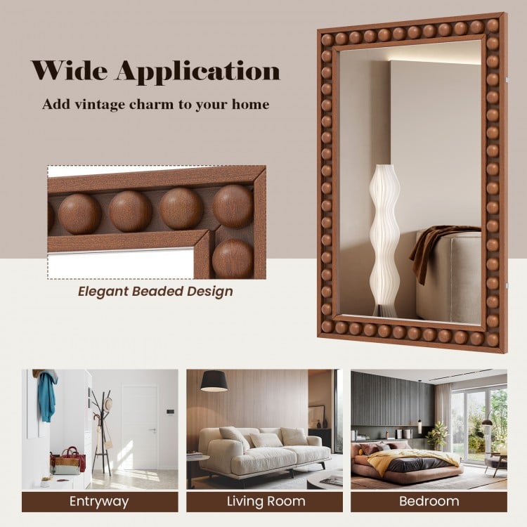 24 x 36 Inches Rustic Wall Mirror with Solid Wood Frame for Living Room Bedroom-Brown
