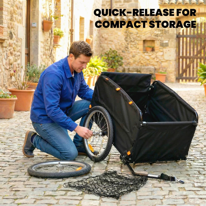 Soozier Bike Cargo Trailer, 45 Gal Bicycle Trailer Wagon Cart with Cargo Net, Quick Release 20" Wheels, Safe Reflectors