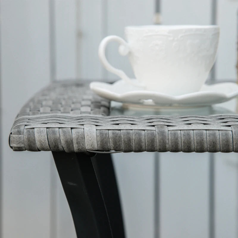 3 Pieces Patio Wicker Rocking Chair Set, Outdoor PE Rattan Bistro Set Conversation Rocker Set with 2 Chairs 1 Coffee Table for Backyard, Deck, Poolside, Grey