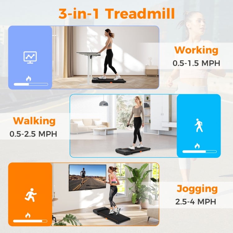 2.5HP Under Desk Treadmill with Remote Control for Home Office-Black