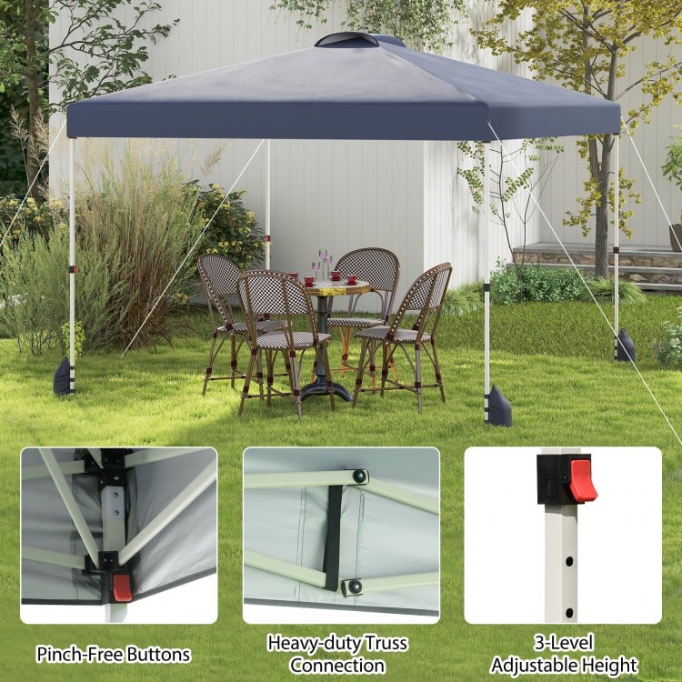 10 X 10 FT Pop up Canopy Tent with 1 Sidewall and Wheeled Bag-Gray