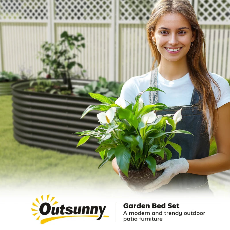 5 x 2.5 x 2 ft Galvanized Raised Garden Bed, Easy DIY Oval Planter Box with Safety Edging and Gloves, Black