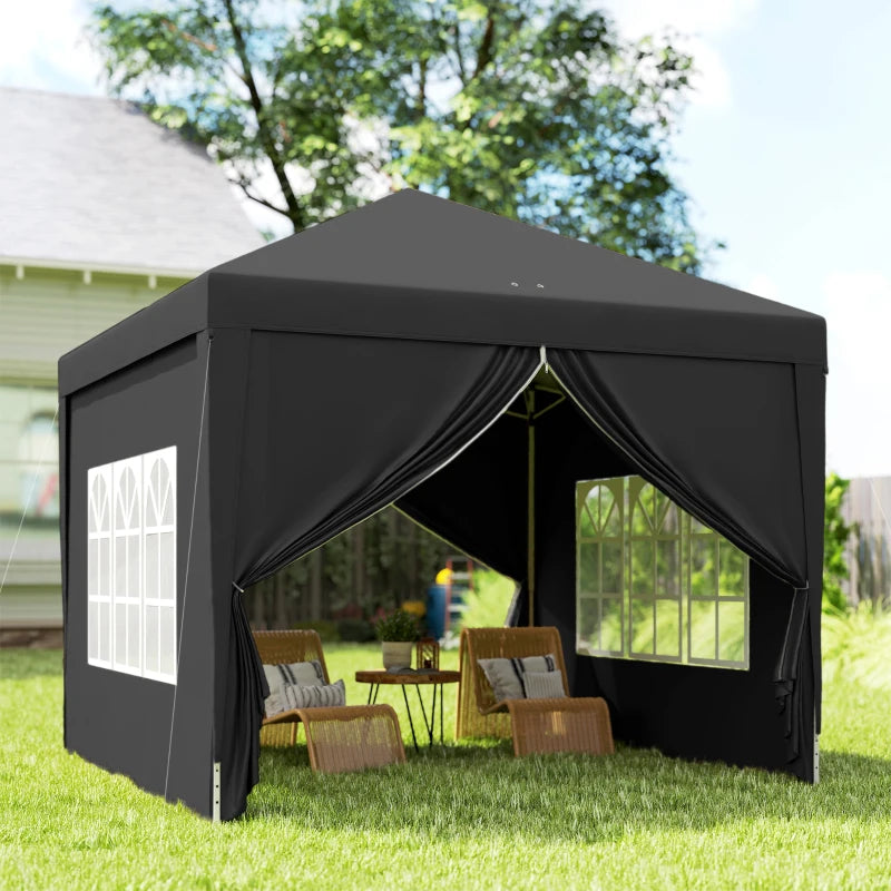 10'x10' Outdoor Pop Up Party Tent Wedding Gazebo Canopy with Carrying Bag (Black)