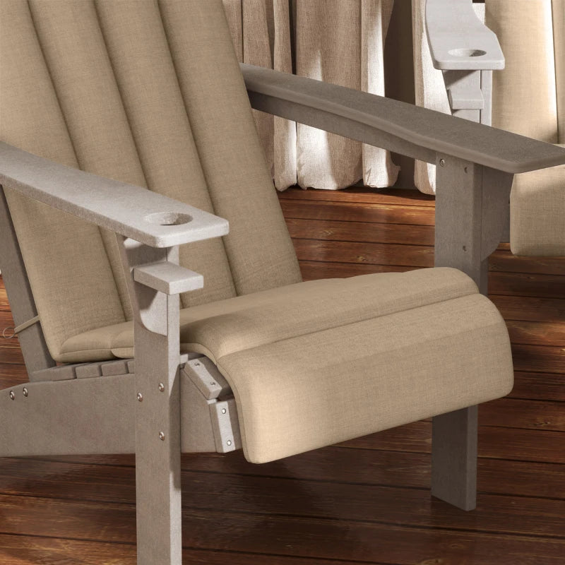Set of 4 Patio Chair Cushions, High Back Adirondack Chair Cushion with Ties, High-Density Foam, Beige