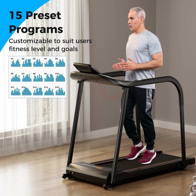 2.5 HP Walking Treadmill with Long Handrails for Seniors-Black