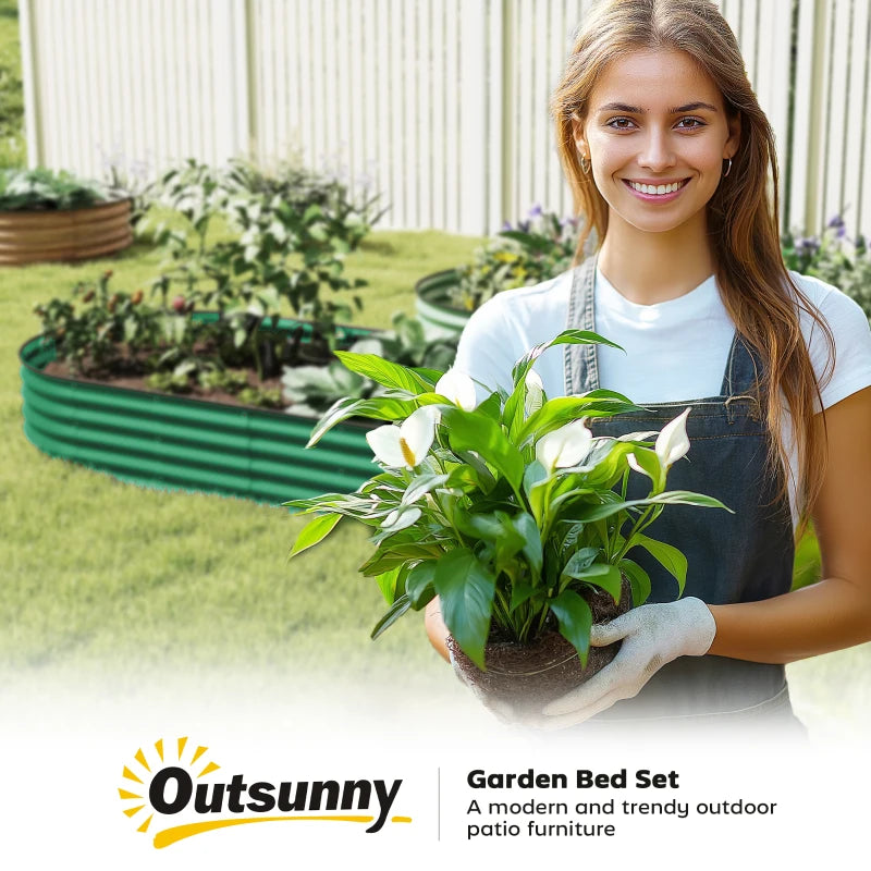 7' x 3' x 1' Large Outdoor Planter Box, Galvanized Raised Garden Bed with Metal Plant Stake, Green